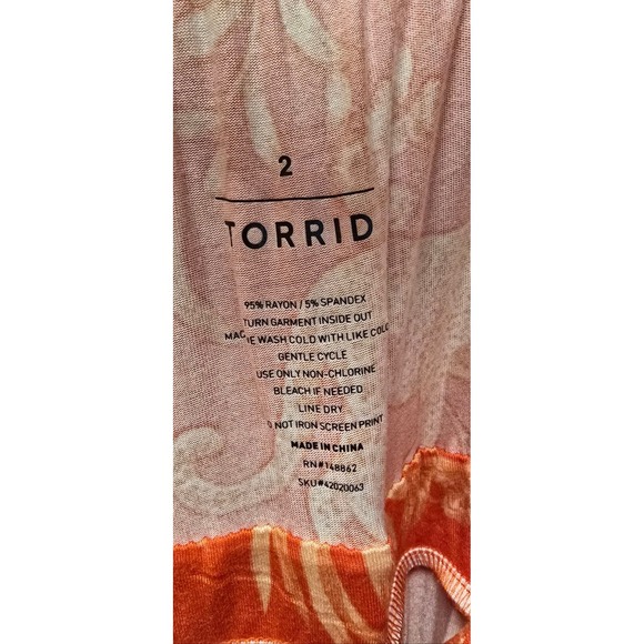 Torrid Tropical Floral Print Maxi Dress Orange Tan Women Size 2 - Picture 2 of 3